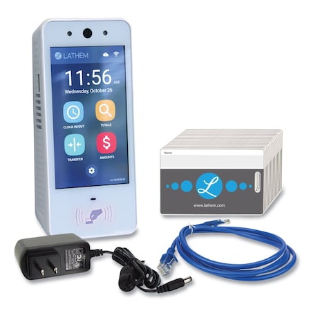 Lathem Time Contactless Touch-Free Wi-Fi Digital Time Clock System, 5in Touch Screen LCD Display, White PCEXPRESS-WEB